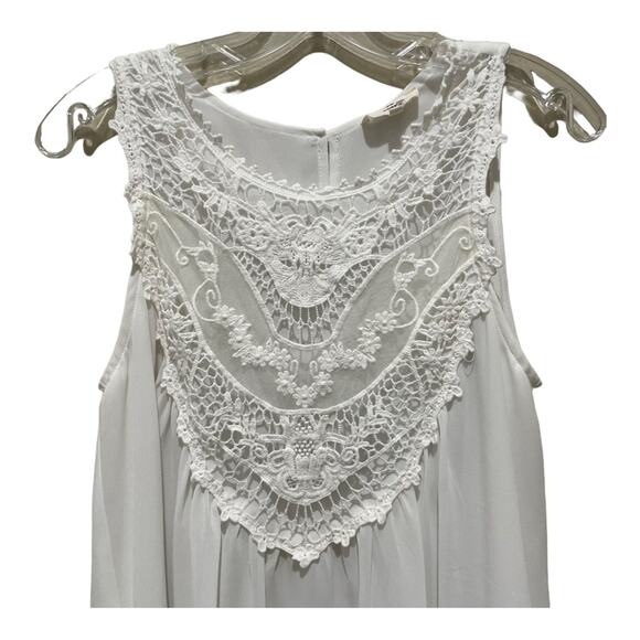 ENTRO Crochet & Lace Trim Tank Top White Size Small - Picture 4 of 7